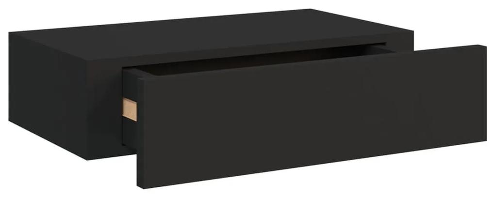 Ράφι Επιτοίχιο με Συρτάρι Μαύρο 40 x 23,5 x 10 εκ. από MDF - Μαύρο
