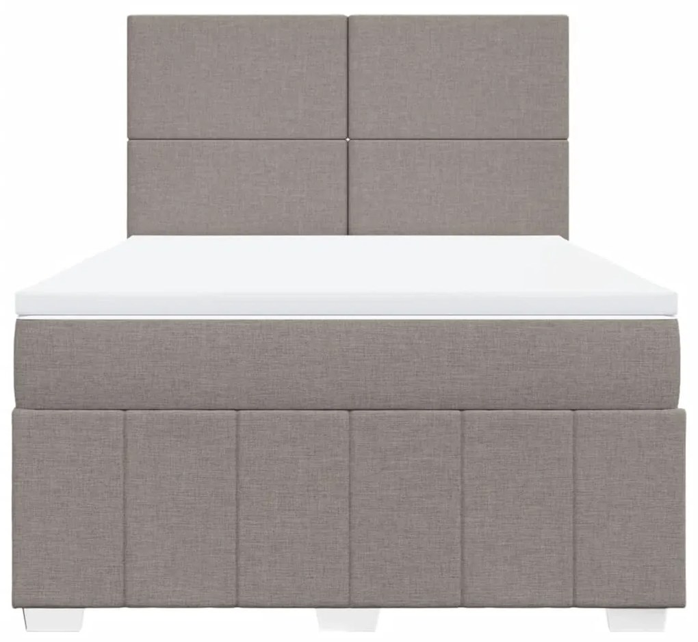 Κρεβάτι Boxspring με Στρώμα Taupe 160x200 εκ. Υφασμάτινο - Μπεζ-Γκρι