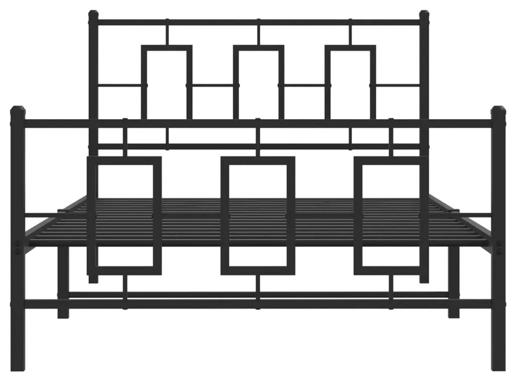 vidaXL Πλαίσιο Κρεβατιού με Κεφαλάρι&Ποδαρικό Μαύρο 107x20 εκ. Μέταλλο