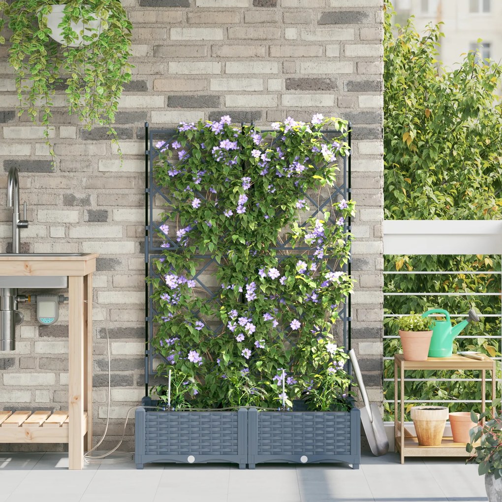 vidaXL Γλάστρες Κήπου 1 τεμ Ανοιχτό γκρι 80 x 40 x 126 cm Πλαστικό