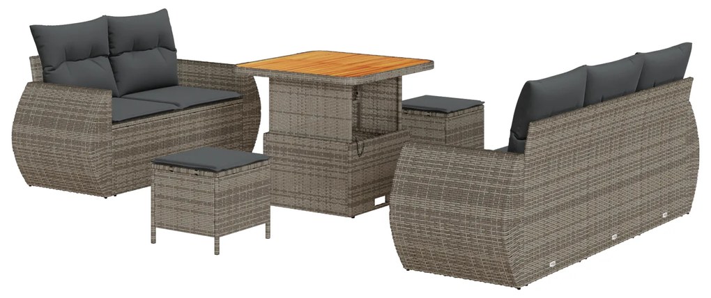 vidaXL Σετ Καναπέ Κήπου 8 pcs Γκρι συνθετικό ρατάν