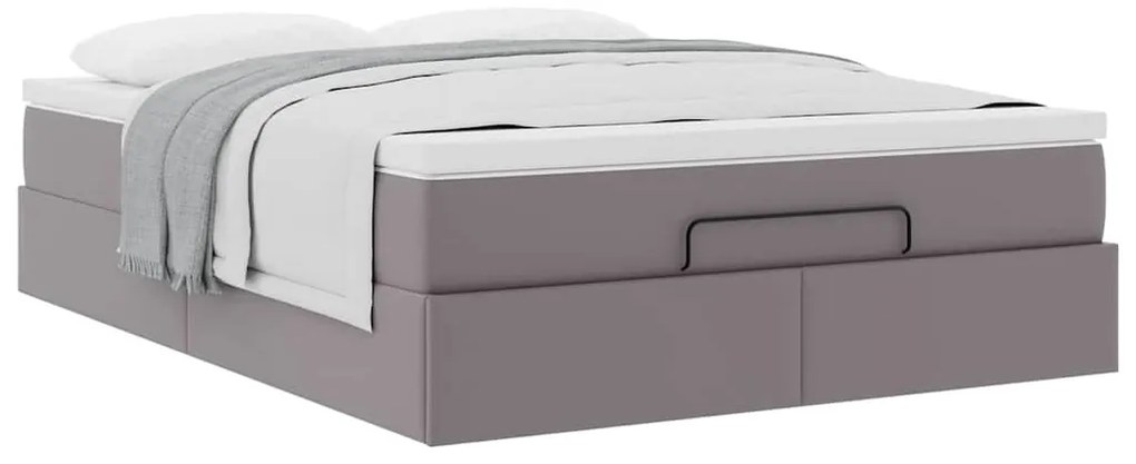 vidaXL Οθωμανικό κρεβάτι με στρώμα Γκρι 140x200cm Faux Leather