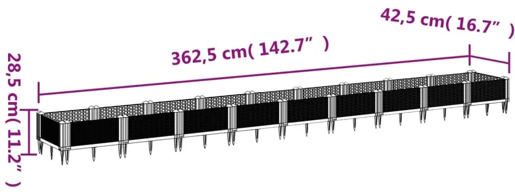 ΖΑΡΝΤΙΝΙΕΡΑ ΜΕ ΠΑΣΣΑΛΟΥΣ ΓΚΡΙ 362,5X42,5X28,5ΕΚ. ΠΟΛΥΠΡΟΠΥΛΕΝΙΟ 368024