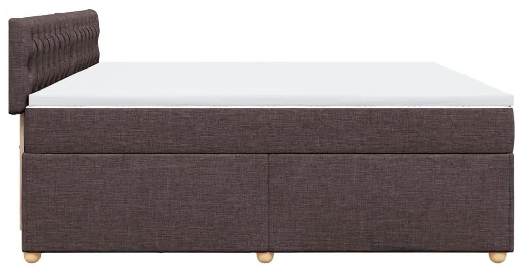 Κρεβάτι Boxspring με Στρώμα Σκούρο Καφέ 200x200 εκ. Υφασμάτινο - Καφέ