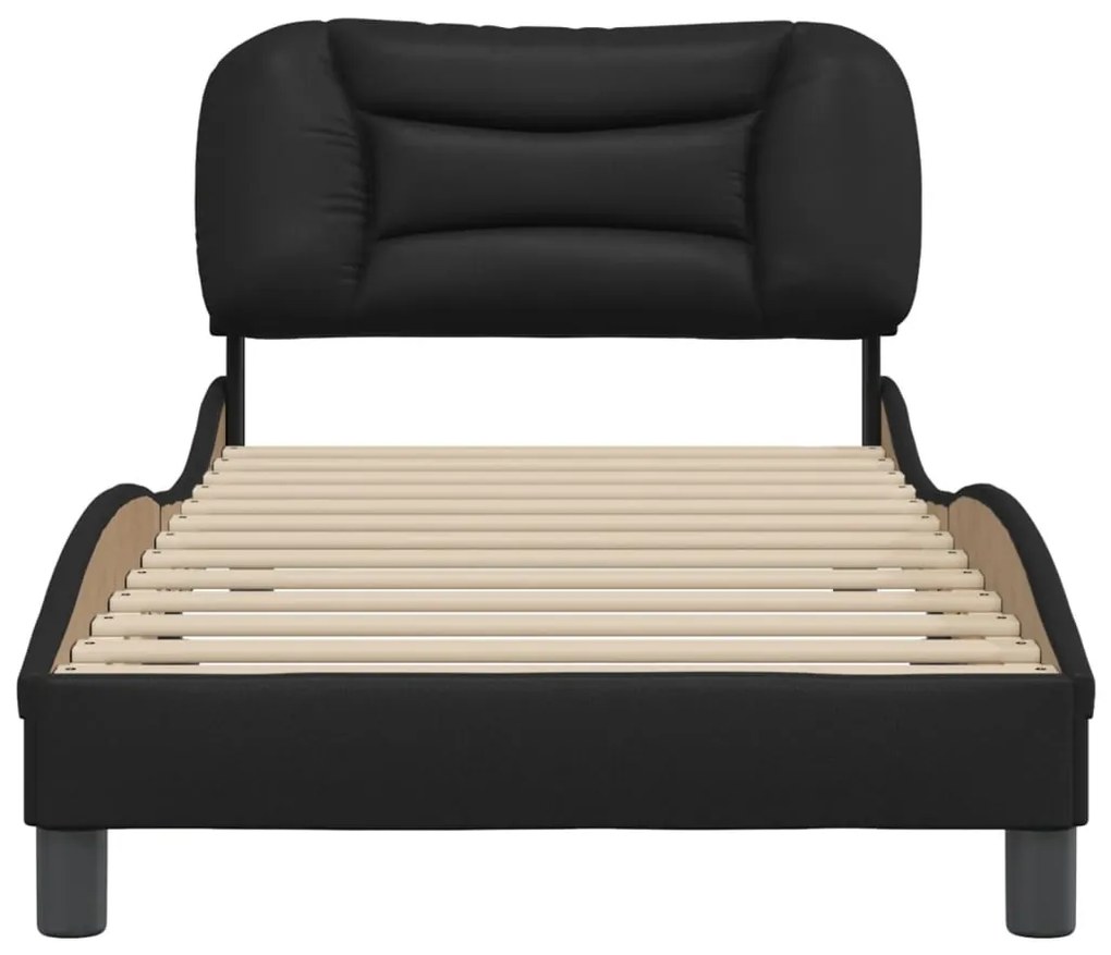 vidaXL Πλαίσιο κρεβατιού χωρίς Στρώμα Hvar Μαύρο90x200εκ. από ΣυνθετικόΔέρμα