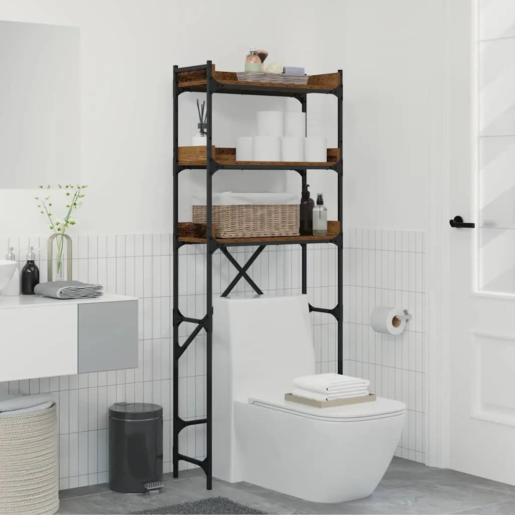 vidaXL Ράφια πλυντηρίου ρούχων με ράφι Παλαιό ξύλο 67 x 25 x 163 εκ.