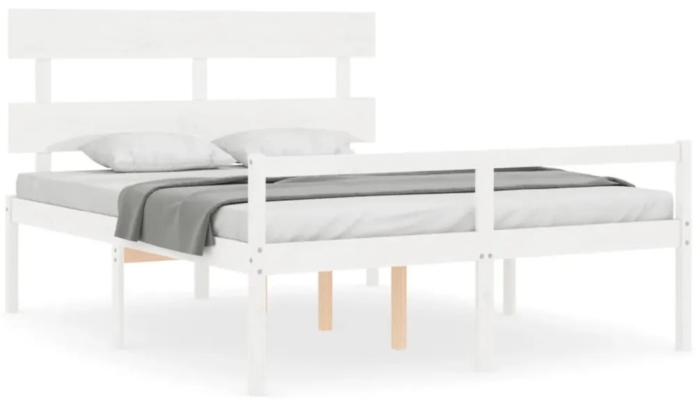 vidaXL Κρεβάτι Ηλικιωμένου με Κεφαλάρι 160 x 200 εκ. Λευκό Μασίφ Ξύλο