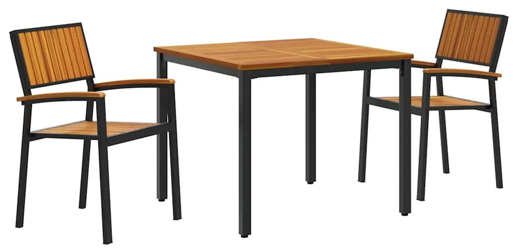 vidaXL Σέτ φαγητού για κήπο 3 pcs Μαύρο και καφέ 90 x 90 x 75 cm