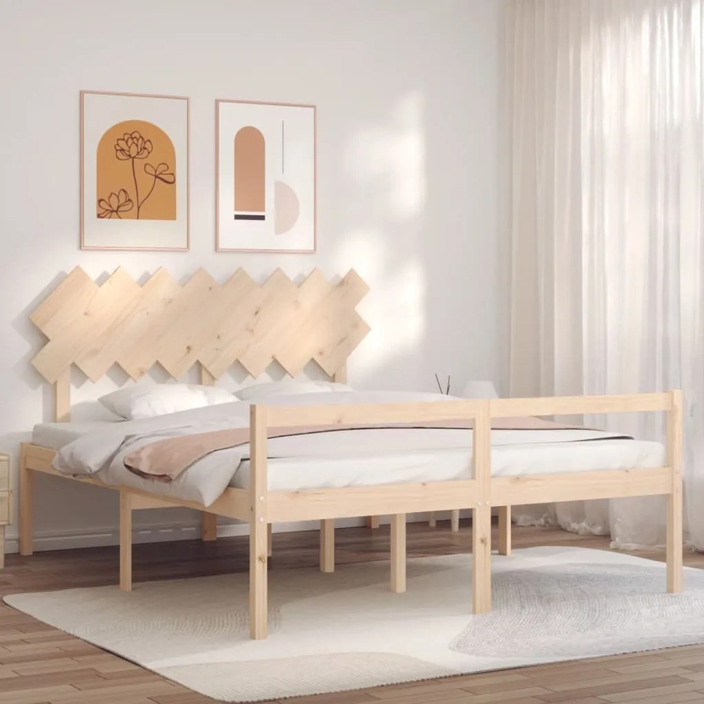 vidaXL Κρεβάτι Ηλικιωμένου με Κεφαλάρι 160 x 200 εκ. από Μασίφ Ξύλο