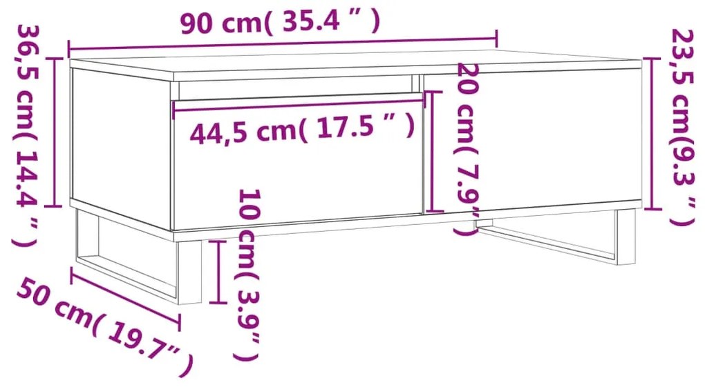 ΤΡΑΠΕΖΑΚΙ ΣΑΛΟΝΙΟΥ ΛΕΥΚΟ 90 X 50 X 36,5 ΕΚ. ΕΠΕΞΕΡΓΑΣΜΕΝΟ ΞΥΛΟ 830812