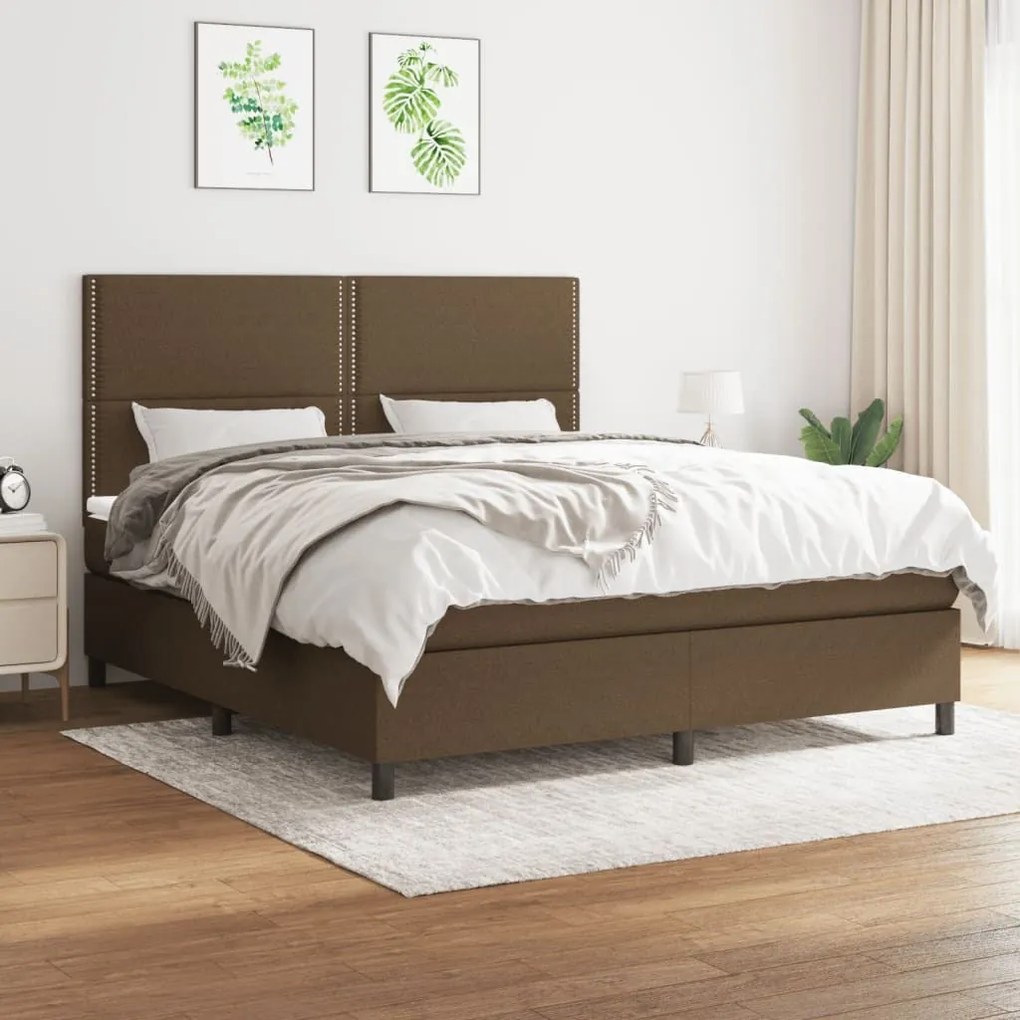 ΚΡΕΒΑΤΙ BOXSPRING ΜΕ ΣΤΡΩΜΑ ΣΚΟΥΡΟ ΚΑΦΕ 180X200 ΕΚ ΥΦΑΣΜΑΤΙΝΟ 3141716