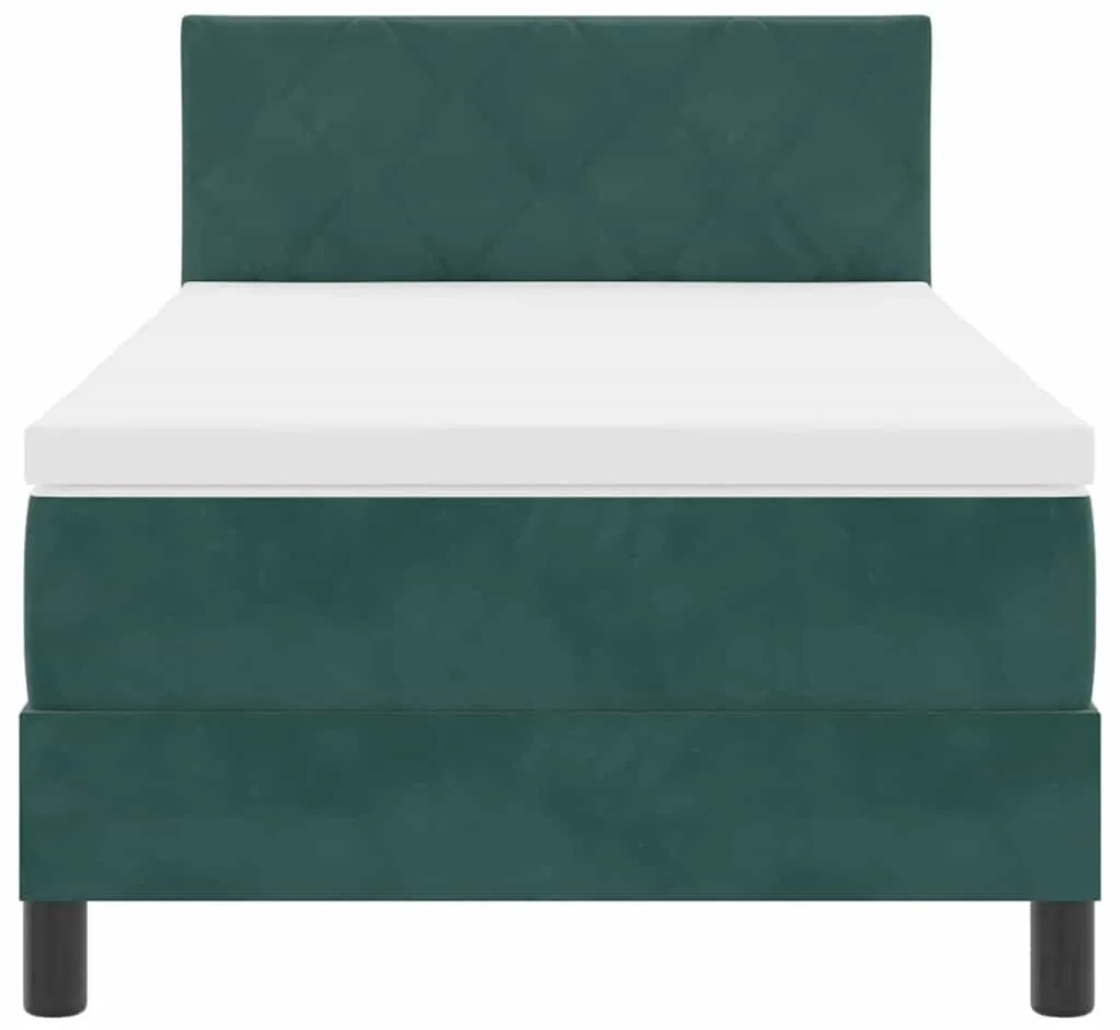 vidaXL Κρεβάτι με ελατήρια Σκούρο πράσινο 90 x 190 cm Βελούδο