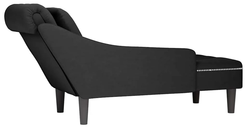 vidaXL Ανάκλιντρο Μαύρο Υφασμάτινο με Μαξιλάρι και Βελούδινο