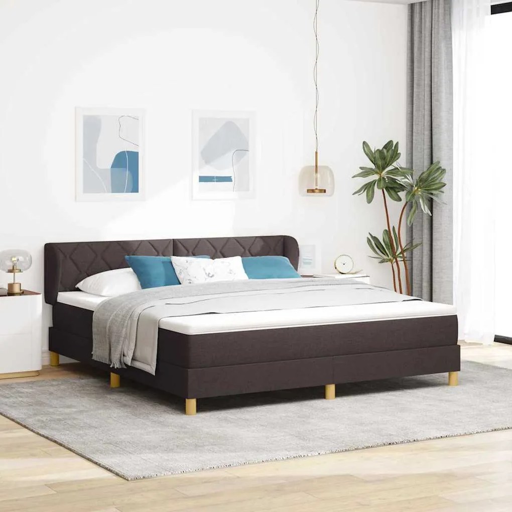 vidaXL Κρεβάτι Box Spring με Στρώμα - Σκούρο Καφέ, 180x200 εκ., Υφασμάτινο