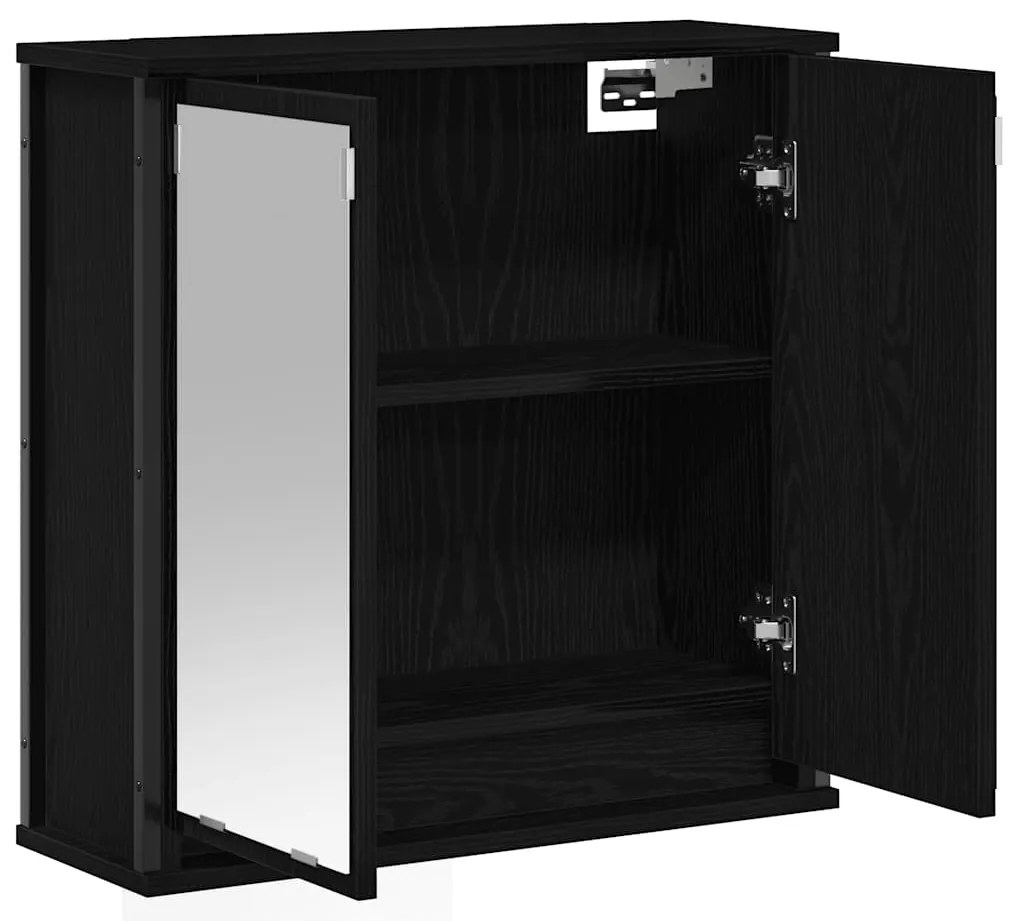 vidaXL Ντουλάπι τοίχου μπάνιου με καθρέφτη Μαύρη βελανιδιά 60x21x60 cm