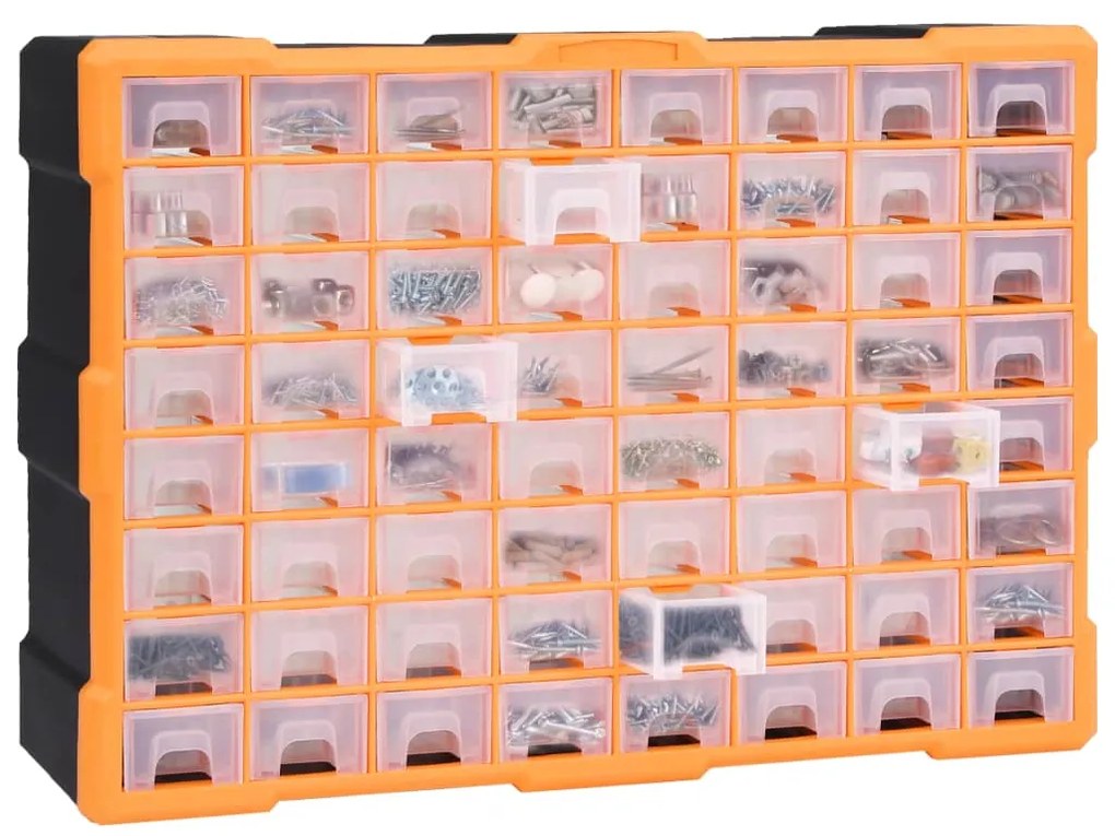 vidaXL Κουτί Αποθήκευσης/Οργάνωσης με 64 Συρτάρια 52 x 16 x 37,5 εκ.