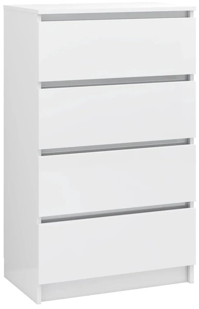Συρταριέρα Γυαλιστερό Λευκό 60x35x98,5 εκ. Επεξεργασμένο Ξύλο - Λευκό