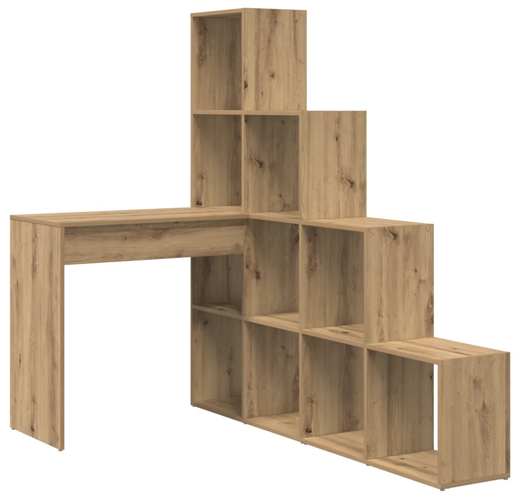 vidaXL Γωνιακό γραφείο με ράφι artisan δρυς 101.5 x 149.5 x 149.5 εκ.