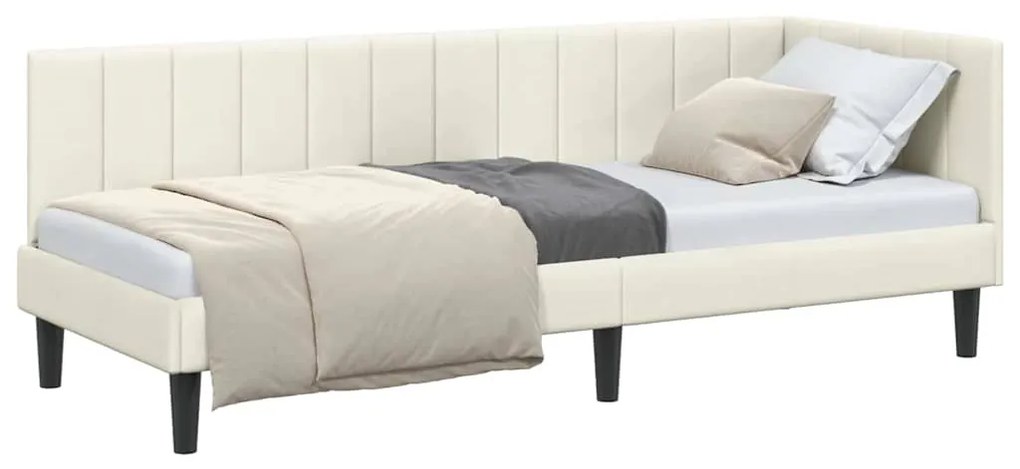vidaXL Κρεβάτι Γωνίας με κεφαλάρι Κρεμ 80 x 200 cm Βελούδο