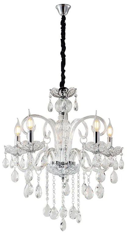 Artekko Chandelier Πολυέλαιος 5φωτος Διάφανο Κρύσταλλο (60x60x60)cm - 023-3030