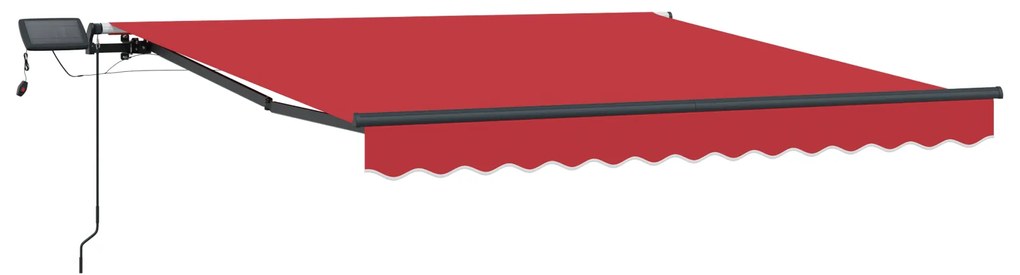 vidaXL Ανασυρόμενη Τέντα Manual με LED Κόκκινη 350x250 εκ.