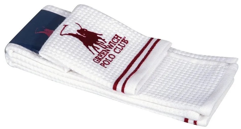 Πετσέτες Κουζίνας 2805 (Σετ 2τμχ) White-Red Greenwich Polo Club 40x60cm 100% Cotton