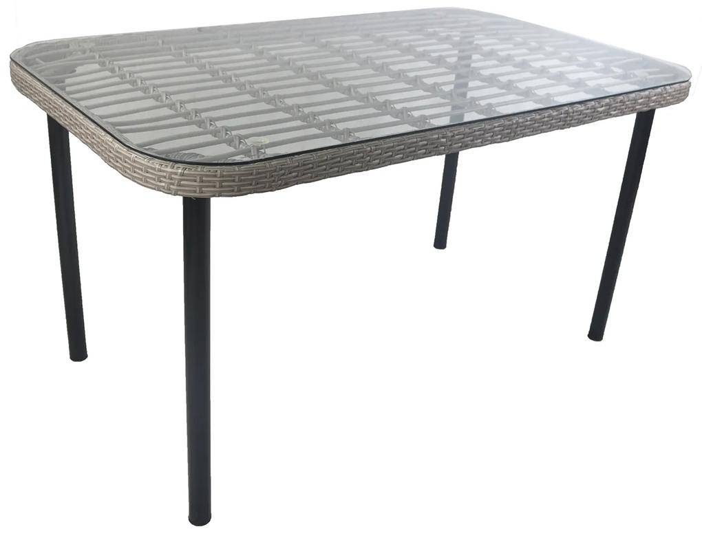 Τραπέζι Κήπου ArteLibre AMPIUS Γκρι/Μαύρο Μέταλλο/Rattan/Γυαλί 160x90x73cm