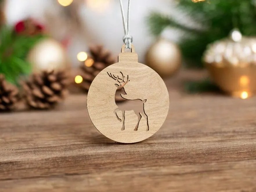 Intra απο ξύλο plywood 3mm-4mm πάχος – Χριστουγεννιάτικο μπιχλιμπίδι με τάρανδο 40x45 cm INTRAVECTRY-MY551946