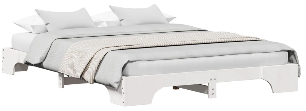 vidaXL Κρεβάτι Λευκό 150x200 cm από Μασίφ Ξύλο Πεύκου