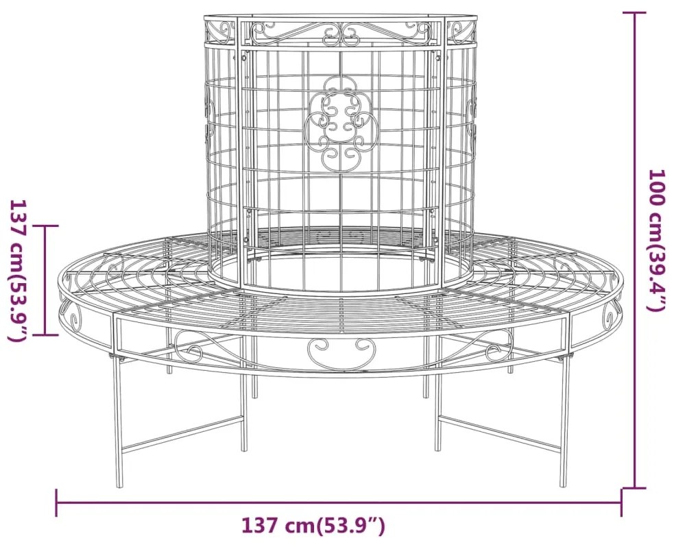 vidaXL Παγκάκι Δέντρου Κυκλικό Μαύρο Ø137 εκ. Ατσάλινο