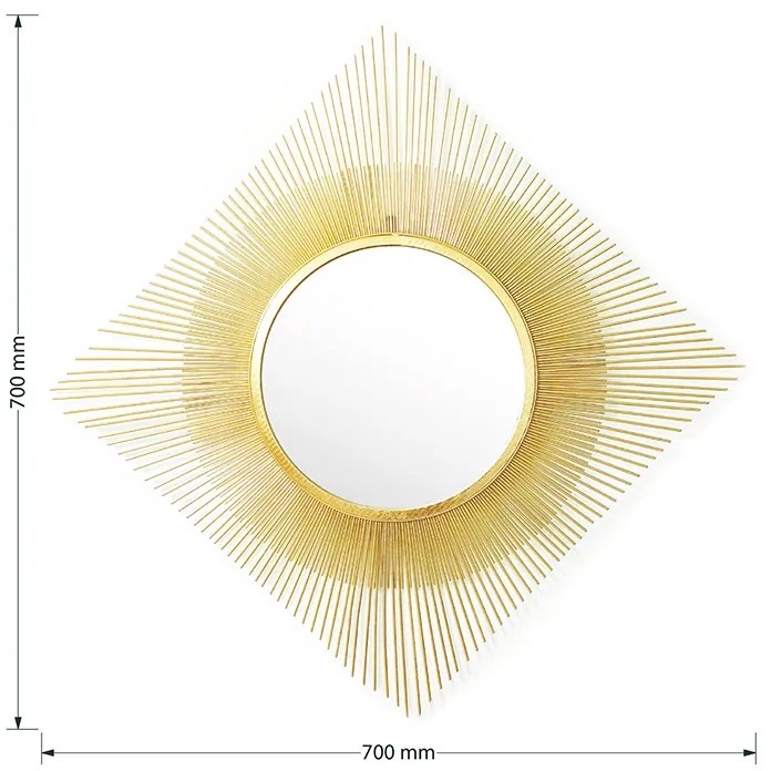 Καθρέπτης Sunshine pakoworld χρυσό 70x3x70εκ