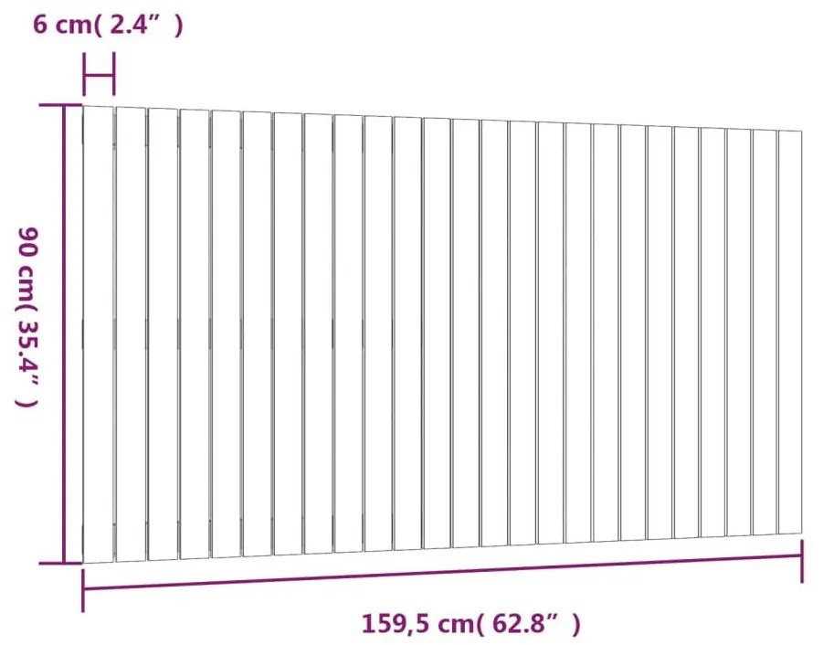 Κεφαλάρι Τοίχου Γκρι 159,5x3x90 εκ. από Μασίφ Ξύλο Πεύκου - Γκρι