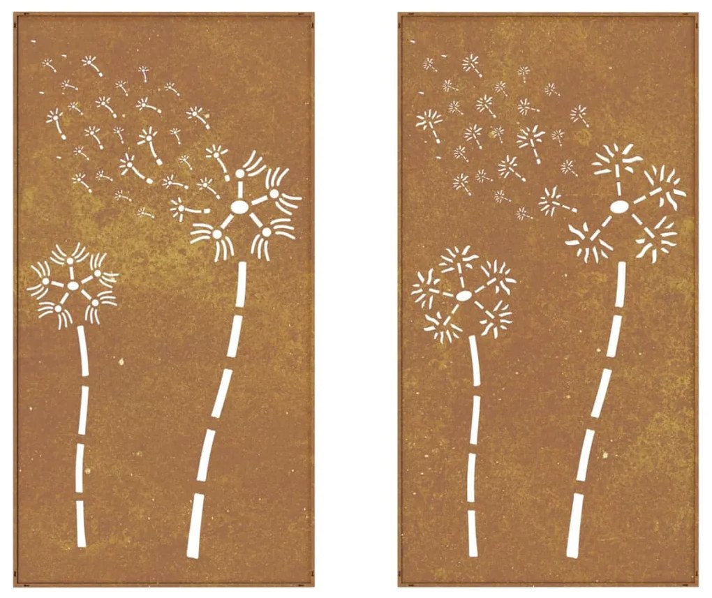 vidaXL Διακοσμητικά Κήπου 2 τεμ. Σχ. Λουλούδια 105x55 εκ Ατσάλι Corten