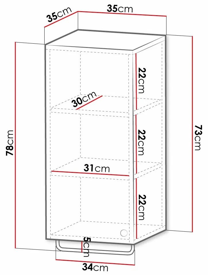 Επιτοίχιο ντουλάπι μπάνιου Merced P102, Γκρι, Τοίχου, Ο αριθμός των θυρών: 1, 78x35x35cm, 16 kg | Epipla1.gr