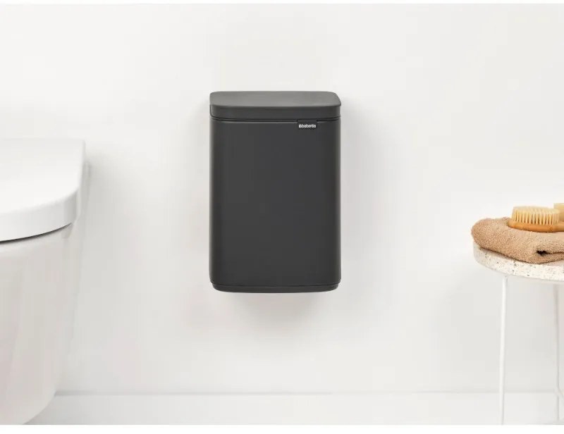 Κάδος Brabantia Bo Small 1008866, 4 L, Ομαλό και αθόρυβο άνοιγμα, Αντιολισθητική βάση, Ορυκτή επίστρωση, Σκούρο γκρι