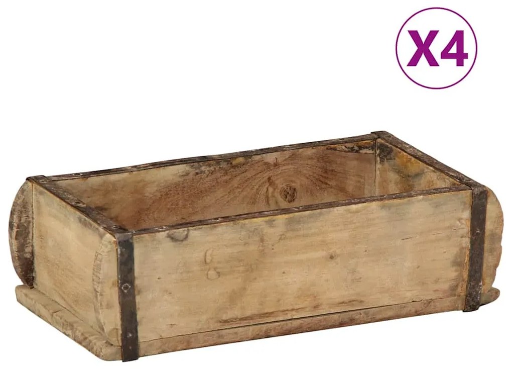 vidaXL Δίσκος με αποθήκευση 4 pcs Καφέ 30 x 15 x 9 εκ
