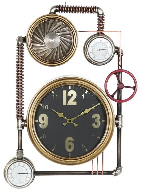 Ρολόι Τοίχου DKD Home Decor Βαλβίδες Κρυστάλλινο Χρυσό Σίδερο (50,5 x 12 x 73 cm)