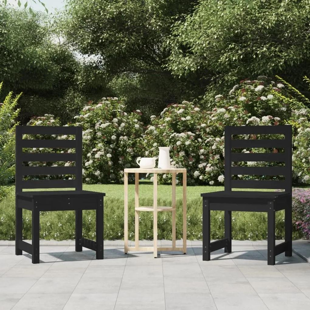 Καρέκλες Κήπου 2 τεμ. Μαύρο 40,5x48x91,5 εκ. Μασίφ Ξύλο Πεύκου - Μαύρο