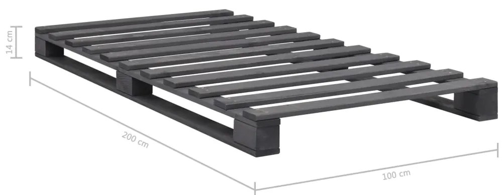 vidaXL Πλαίσιο Κρεβατιού Γκρι 100 x 200 εκ. Παλέτες Μασίφ Ξύλο Πεύκου