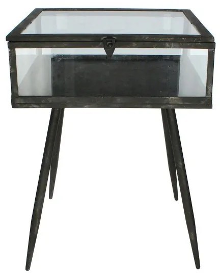Supergreens Τραπέζι Βιτρίνα Μεταλλική Μαύρη 36x36x48 εκ.