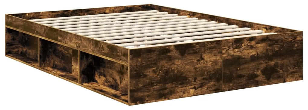 vidaXL Σκελετός Κρεβατιού με κεφαλάρι Καπνιστό Δρύς 135 x 190 cm