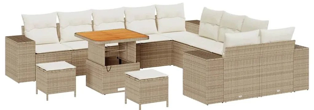 vidaXL Σετ Καναπέ Κήπου Ρυθμιζόμενο ύψος 13 pcs Μπεζ συνθετικό ρατάν