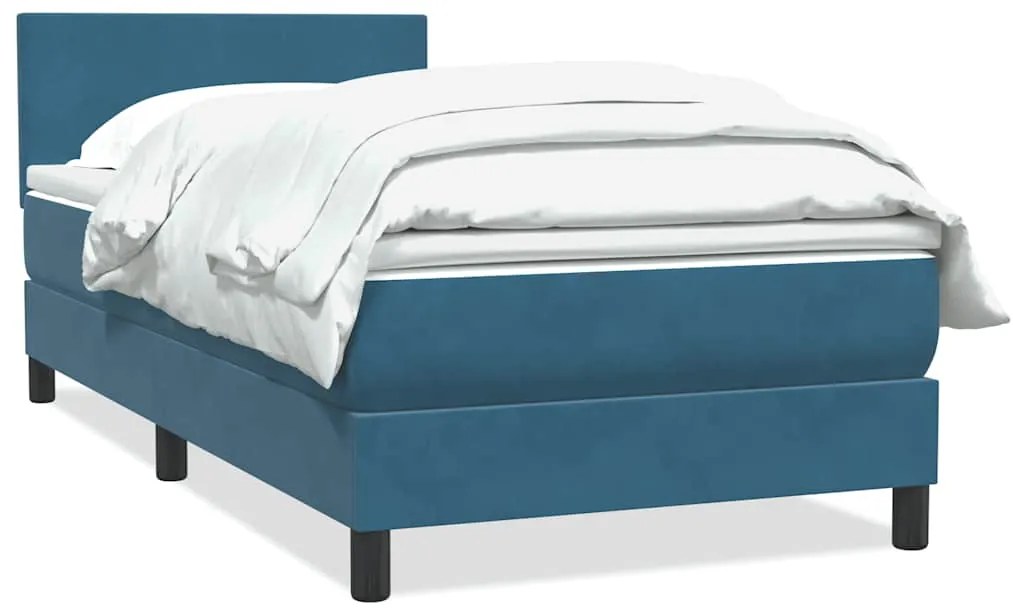 vidaXL Κρεβάτι Boxspring με Στρώμα Σκούρο Μπλε 80x220 εκ. Βελούδινο