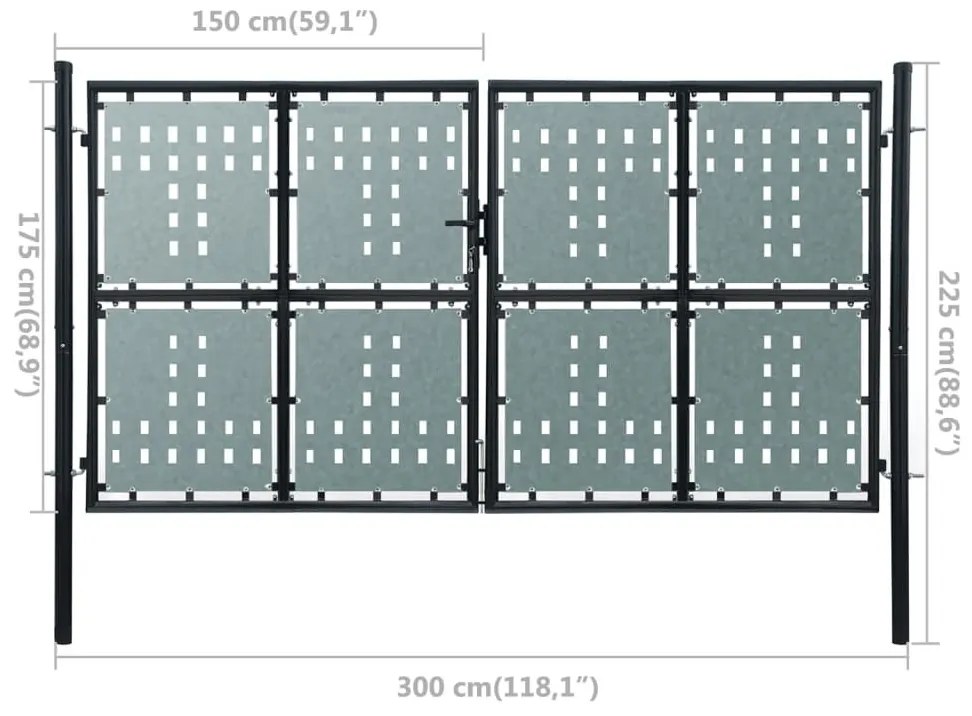 Πόρτα Περίφραξης Μονή Μαύρη 300 x 225 εκ. - Μαύρο