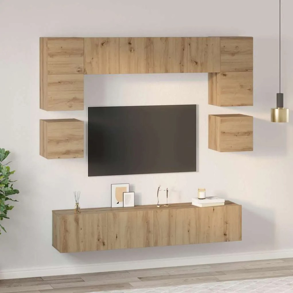 vidaXL Σετ επίπλου τηλεόρασης 8 pcs artisan δρυς 80 x 30 x 30 εκ