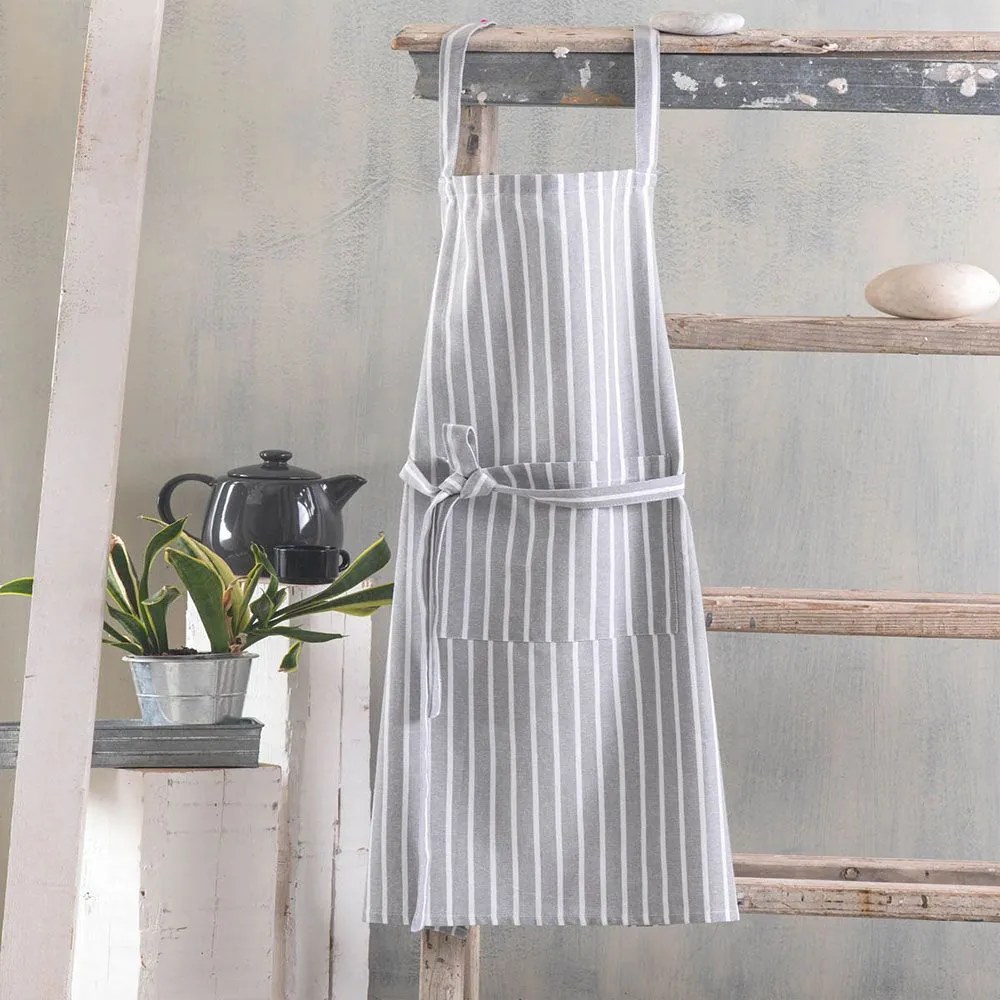 Ποδιά Κουζίνας Ολόσωμη Madras Grey Ρυθμός 100% Cotton