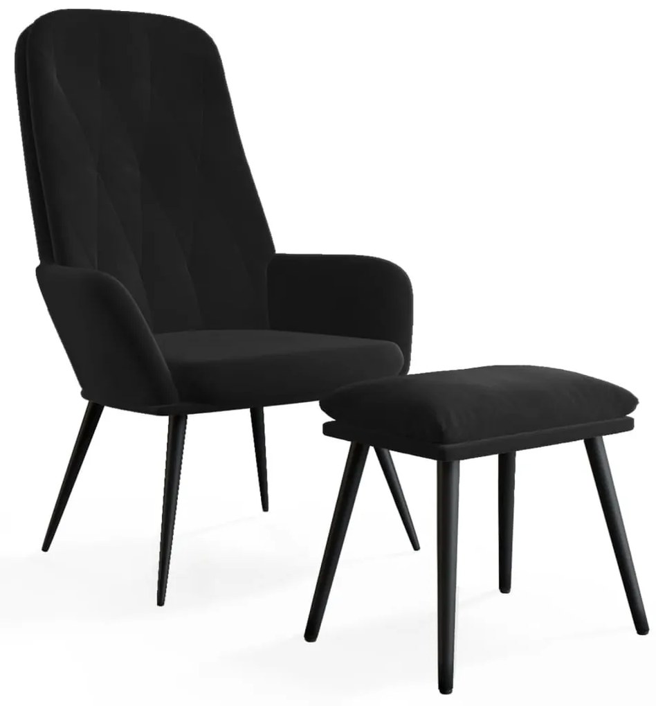 vidaXL Πολυθρόνα Relax με Υποπόδιο Μαύρη Βελούδινη