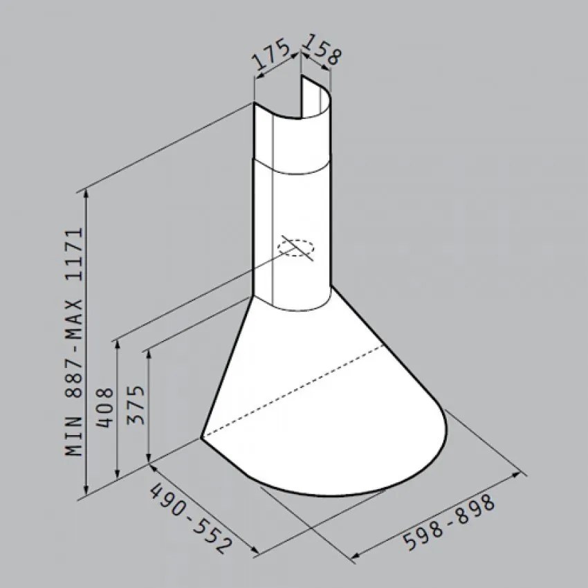 Απορροφητήρας Pyramis καμινάδα στρόγγυλη classic-Μήκος: 60 εκ.