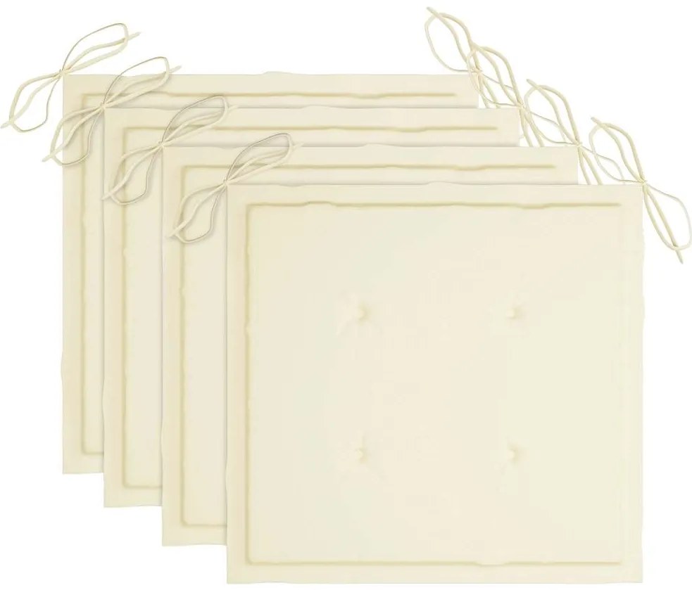 vidaXL Καρέκλες Κήπου Πτυσσόμενες 4 τεμ. Μασίφ Ξύλο Teak με Μαξιλάρια