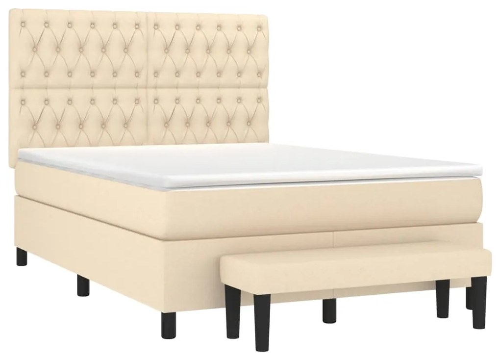 ΚΡΕΒΑΤΙ BOXSPRING ΜΕ ΣΤΡΩΜΑ ΚΡΕΜ 140X200 ΕΚ. ΥΦΑΣΜΑΤΙΝΟ 3136842